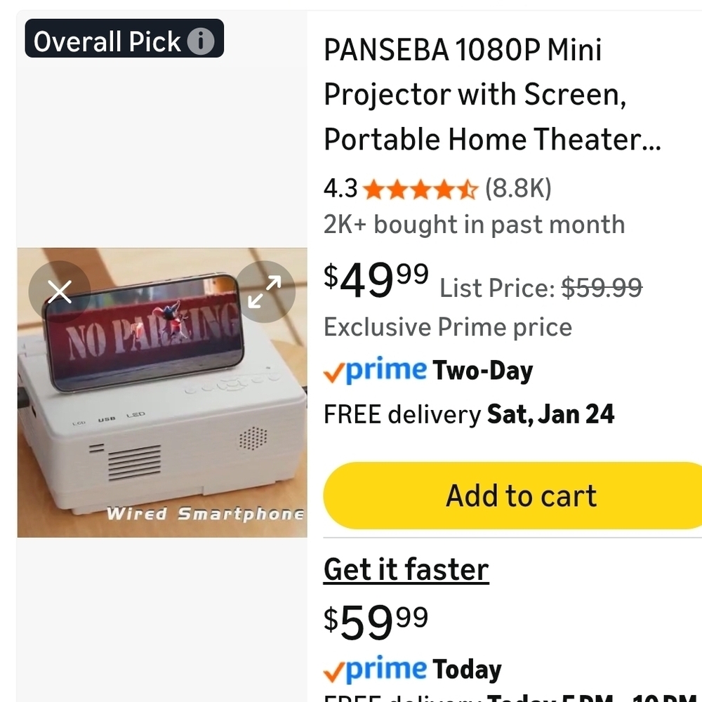 White Mini Projector with Screen